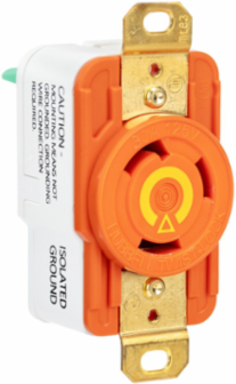 EdgeConnect Isolated Ground Flush Receptacle 30A 125V 2-Pole 3-Wire Orange