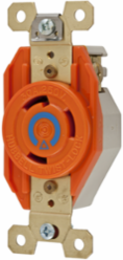 Isolated Ground Flush Receptacle, 30A 250V, NEMA L6-30R, Nylon, Orange