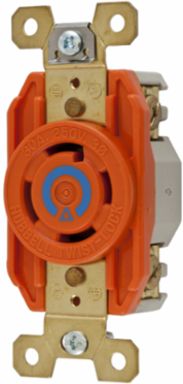 Isolated Ground Twist-Lock Receptacle, 30A 250V, 3-Pole 4-Wire, Orange