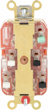 Locking Devices, EdgeConnect™ Twist-Lock®, Industrial, Duplex Receptacle, Isolated Ground, 15A 125V, 2-Pole 3-Wire Grounding, L5-15R, Screwless Terminal, Orange