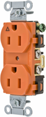 Isolated Ground Receptacle, 15A 125V, 2-Pole 3-Wire, Orange