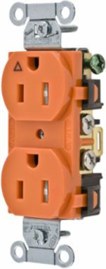 Tamper-Resistant Duplex Receptacle, Isolated Ground, 15A, 125V, 2-Pole, Nylon