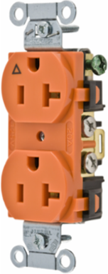 Heavy Duty Duplex Receptacle 20A 125V Isolated Ground Orange