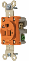Isolated Ground Receptacle, 20A 125V, 2-Pole 3-Wire, Orange, 3.28x1.63x1.19 Inch