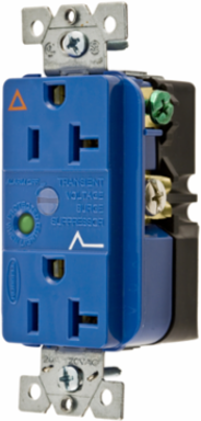 Surge Protective Duplex Receptacle, 20A 125V, 5-20R, Isolated Ground, Blue