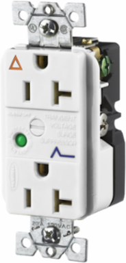 Surge Protective Duplex Receptacle, 20A 125V, Isolated Ground, White