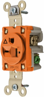 Straight Blade Receptacle, 20A 250V, 2-Pole 3-Wire Grounding, Orange