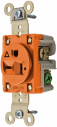 Straight Blade Receptacle, 20A 250V, 2-Pole 3-Wire Grounding, Orange