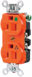 Duplex Hospital Grade Receptacle, 2-Pole 3-Wire, 15A 125V, Orange