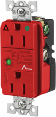 Hospital Grade Surge Protection Receptacle, Isolated Ground, 15A, 125V, Red