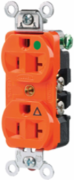 Hospital Grade Duplex Receptacle, 20A 125V, 2-Pole 3-Wire, 3.28 Inch x 1.33 Inch x 1.05 Inch, Orange