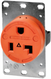 Industrial Grade 2-Pole 3-Wire Grounding Flush Receptacle, 30A 125V, 5-30R, Orange