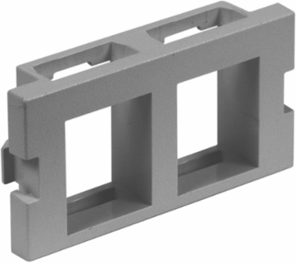 2-Port Flat Keystone Audio/Video Unloaded Module, 3.4 Inch Width, Gray
