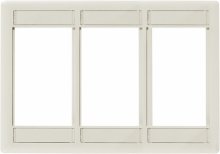 Front Loading Module Frame, 3-Gang, 3-Unit, 4.500 Inch, Light Almond/Office White