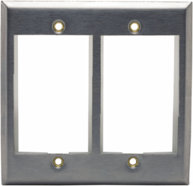 INFINe Station 2-Gang Modular Plate Frame, 6-Unit, Stainless Steel, 4.92 Inch