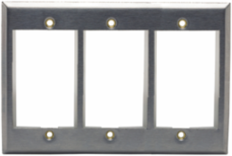 INFINe Station 3-Gang Modular Plate Frame, Stainless Steel, 9-Unit, 4 Inch Width