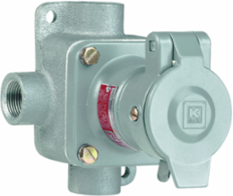 Aluminum 20 Amp Receptacle, 2W 3P, 115/230VAC, Hub Size 1/2 Inch