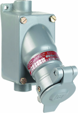 20 Amp Aluminum Feed-Thru Receptacle, Hub Size 3/4 Inch, NEMA 3, 4, 4X