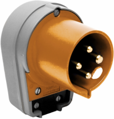 IEC Pin and Sleeve Male Plug 30A 125/250V 3-Pole 4-Wire Orange