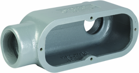 2 Inch LB Hub Conduit Body, Iron, Raintight, Gray, 12 Inch Length