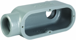 2 Inch LB Hub Conduit Body, Iron, Raintight, Gray, 12 Inch Length