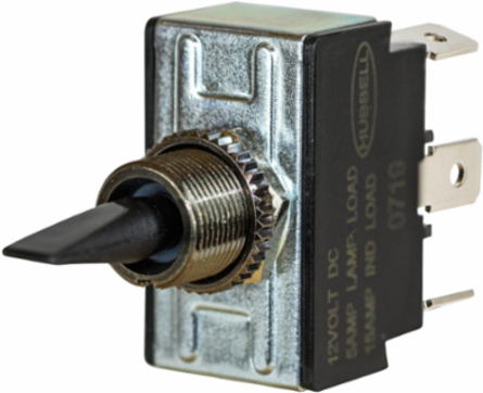 Marine Grade Bat Handle Switch, 12V DC, Momentary SPDT, Panel Mount