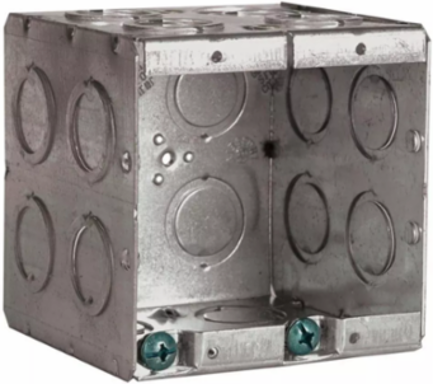 2-Gang Masonry Box, 3-1/2 Inch Deep, 3-13/16 Inch Width, Gray Steel