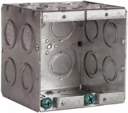 2-Gang Masonry Box, 3-1/2 Inch Deep, 3-13/16 Inch Width, Gray Steel