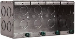 4-Gang Masonry Box, 3-1/2 Inch Deep, 84 Cu. In., Steel, Raised Ground