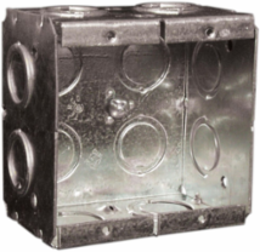 2-Gang Masonry Box 2-1/2 Inch Deep, 28 Cu. In., Gray Steel with 1/2 & 3/4 Inch KO (10-Pack)
