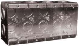 4-Gang Masonry Box 2-1/2 Inch Deep, 56 Cu. In., Steel with Knockouts