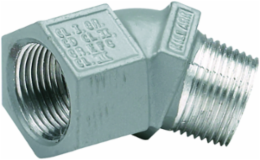 45 Degree 1/2 Inch Iron Elbow with Threaded Connections and Smooth Bushings