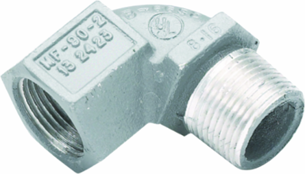 90 Elbow, Male/Female, 1/2 Inch Hub Size, Aluminum, Hazardous Location