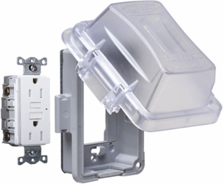 1-Gang, Complete In-Use Cover Kit - EXTRA DUTY® Hubbell 15A WR/TR Self Test GFCI, Standard In-Use Cover, Box