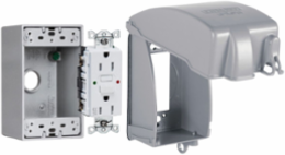 1-Gang, Complete In-Use Cover Kit - EXTRA DUTY® Hubbell WRTR 15A Self Test GFCI, Metal In-Use Cover, Box