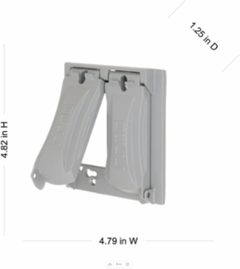 2-Gang Flip Weatherproof Cover, Lockable Tab, Vertical/Horizontal, Gray, NEMA 3R