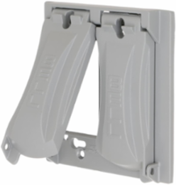 2-Gang Flip Weatherproof Cover, Lockable Tab, Vertical/Horizontal, Gray, NEMA 3R