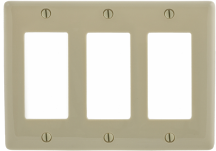 3-Gang Triple Decorator Wallplate, Standard Size, Nylon Material, Ivory Color