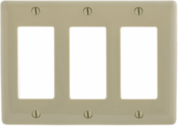 3-Gang Triple Decorator Wallplate, Standard Size, Nylon Material, Ivory Color