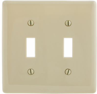 Double Wallplate, 2-Gang Toggle, Nylon, 4.63 Inch x 4.68 Inch, UL Listed