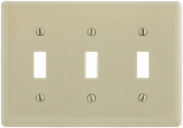 3-Gang Toggle Wallplate, 4.62 x 6.5 Inch, Nylon, Ivory Color, UL Listed