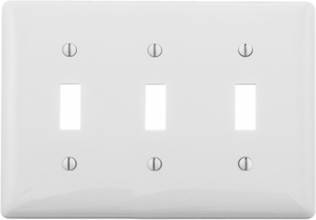 Nylon Wallplate 3-Gang Toggle 4.62 Inch x 6.5 Inch, White, UL Listed