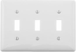 Nylon Wallplate 3-Gang Toggle 4.62 Inch x 6.5 Inch, White, UL Listed