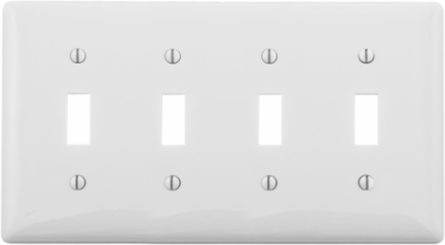 4-Gang Wallplate, Standard Size, Nylon Material, Vertical Mount, UL Listed