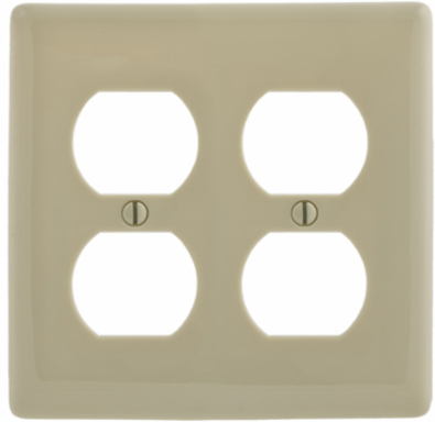 Nylon Wallplate, 2-Gang, 2-Duplex, Ivory, Standard Size 4.600 Inch, UL Listed