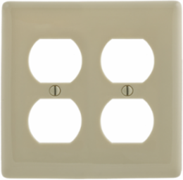 Nylon Wallplate, 2-Gang, 2-Duplex, Ivory, Standard Size 4.600 Inch, UL Listed