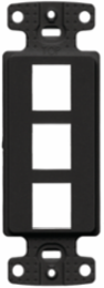 Plate Decorator Frame Keystone 3-Port Black, 4 Inch High-Impact Thermoplastic