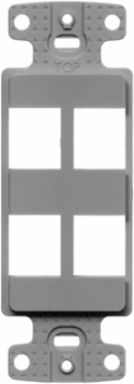 Gray Decorator Frame Plate, 4-Port, 4 Inch Width, High-Impact Thermoplastic