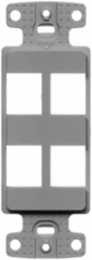 Gray Decorator Frame Plate, 4-Port, 4 Inch Width, High-Impact Thermoplastic