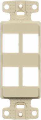 Plate Decorator Frame, 4-Port, Vertical, High-Impact Thermoplastic, Ivory
